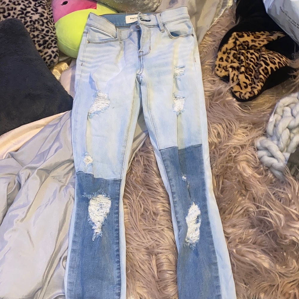 pacsun mixed denim ripped jeans